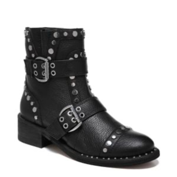 SAM EDELMAN Drea Studded Leather Ankle Boots Size 7M - Picture 1 of 7